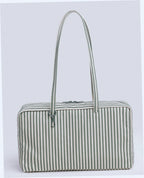 Medium Nylon Bowler Bag - Sage Stripe