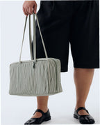 Medium Nylon Bowler Bag - Sage Stripe