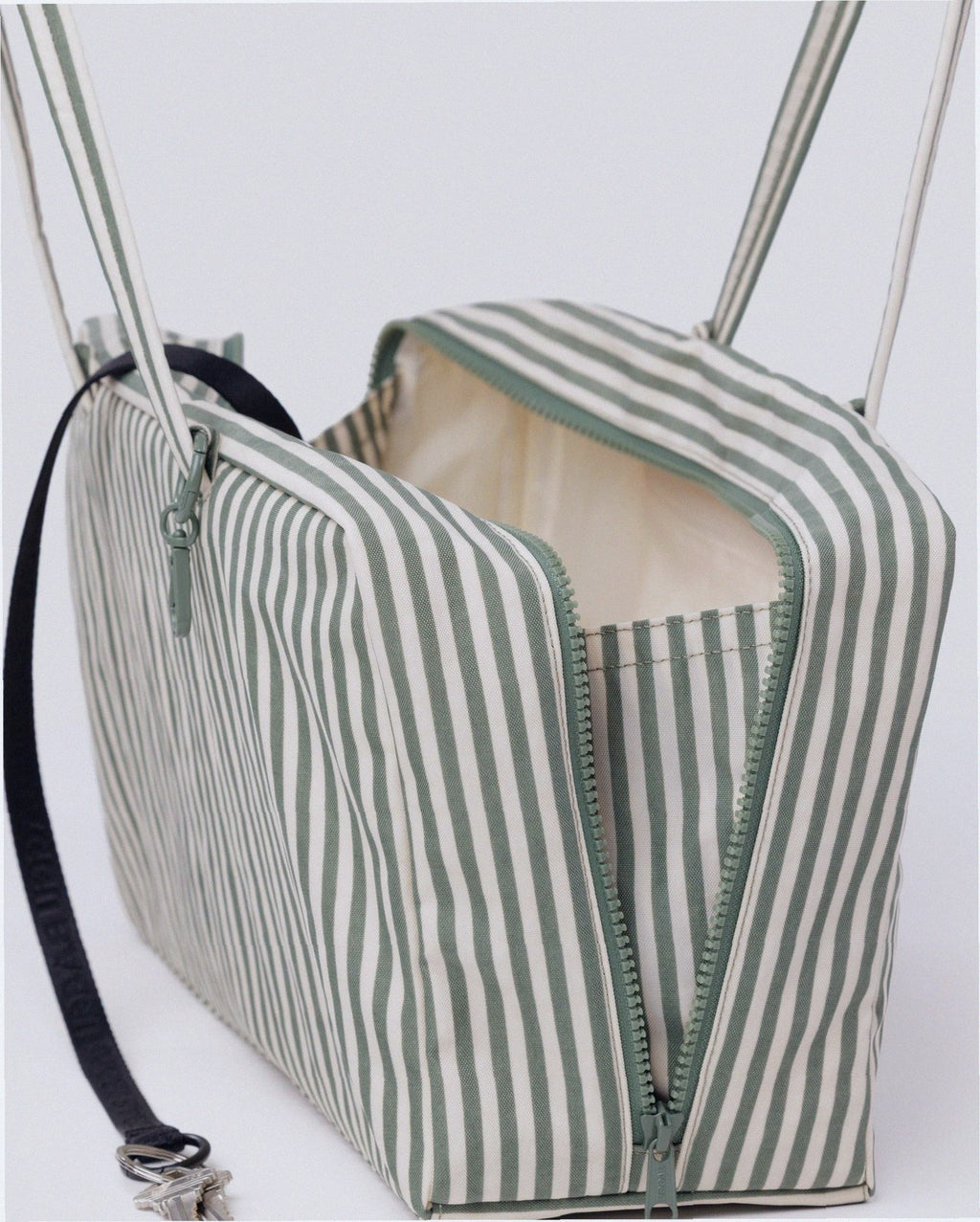 Medium Nylon Bowler Bag - Sage Stripe