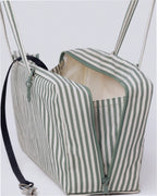 Medium Nylon Bowler Bag - Sage Stripe