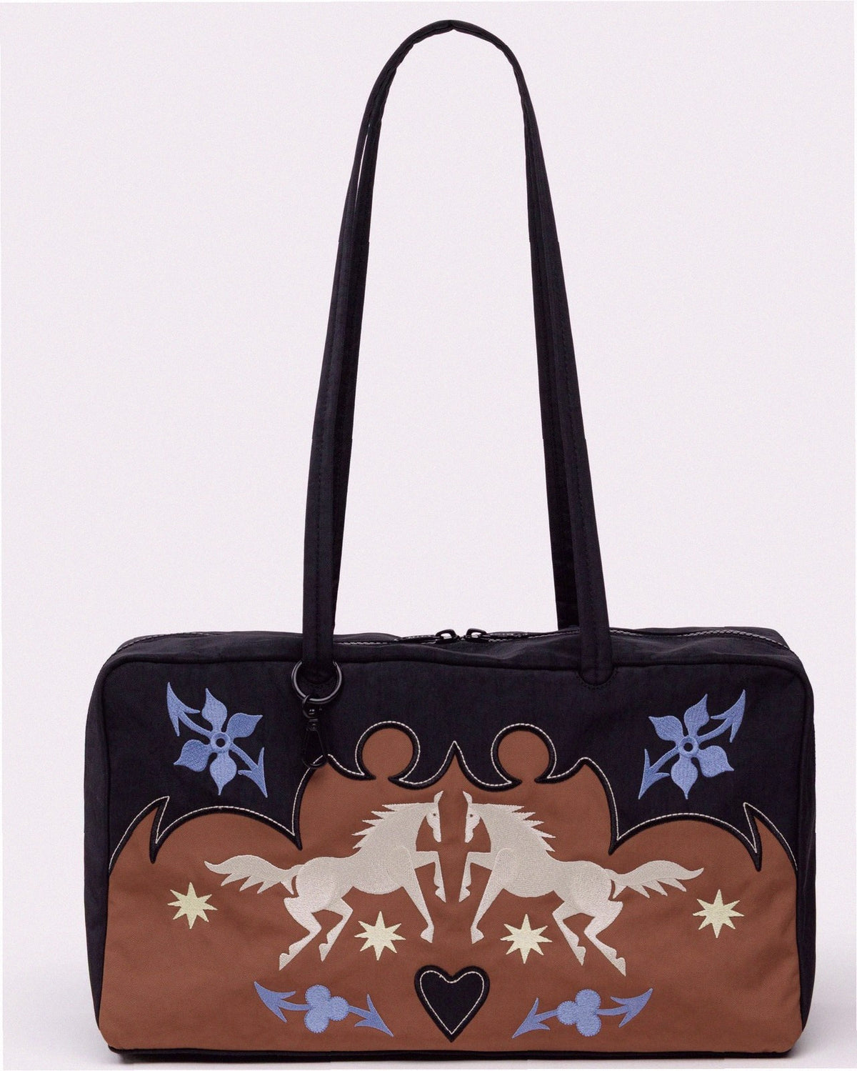 Medium Nylon Bowler Bag - Western Appliqué