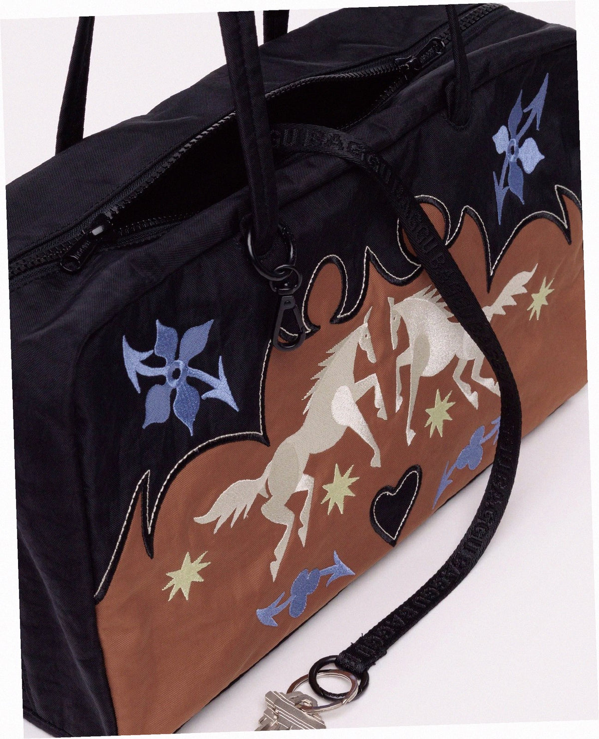 Medium Nylon Bowler Bag - Western Appliqué