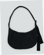 Medium Nylon Crescent Shoulder Bag - Black