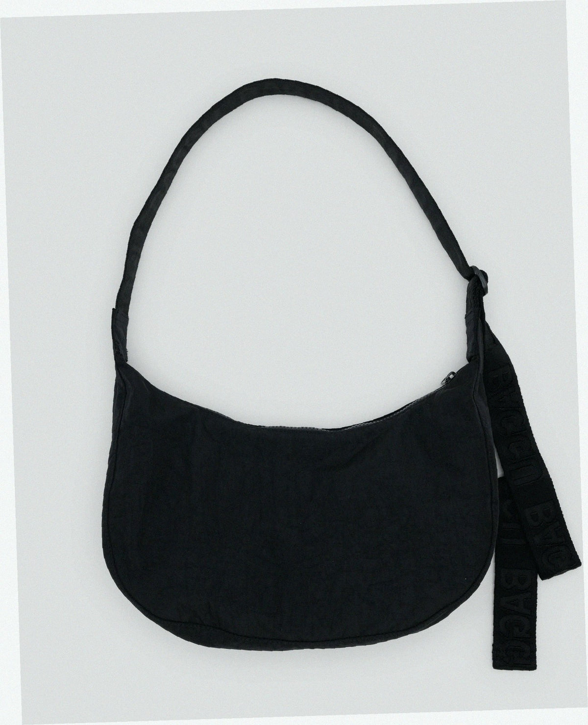 Medium Nylon Crescent Shoulder Bag - Black