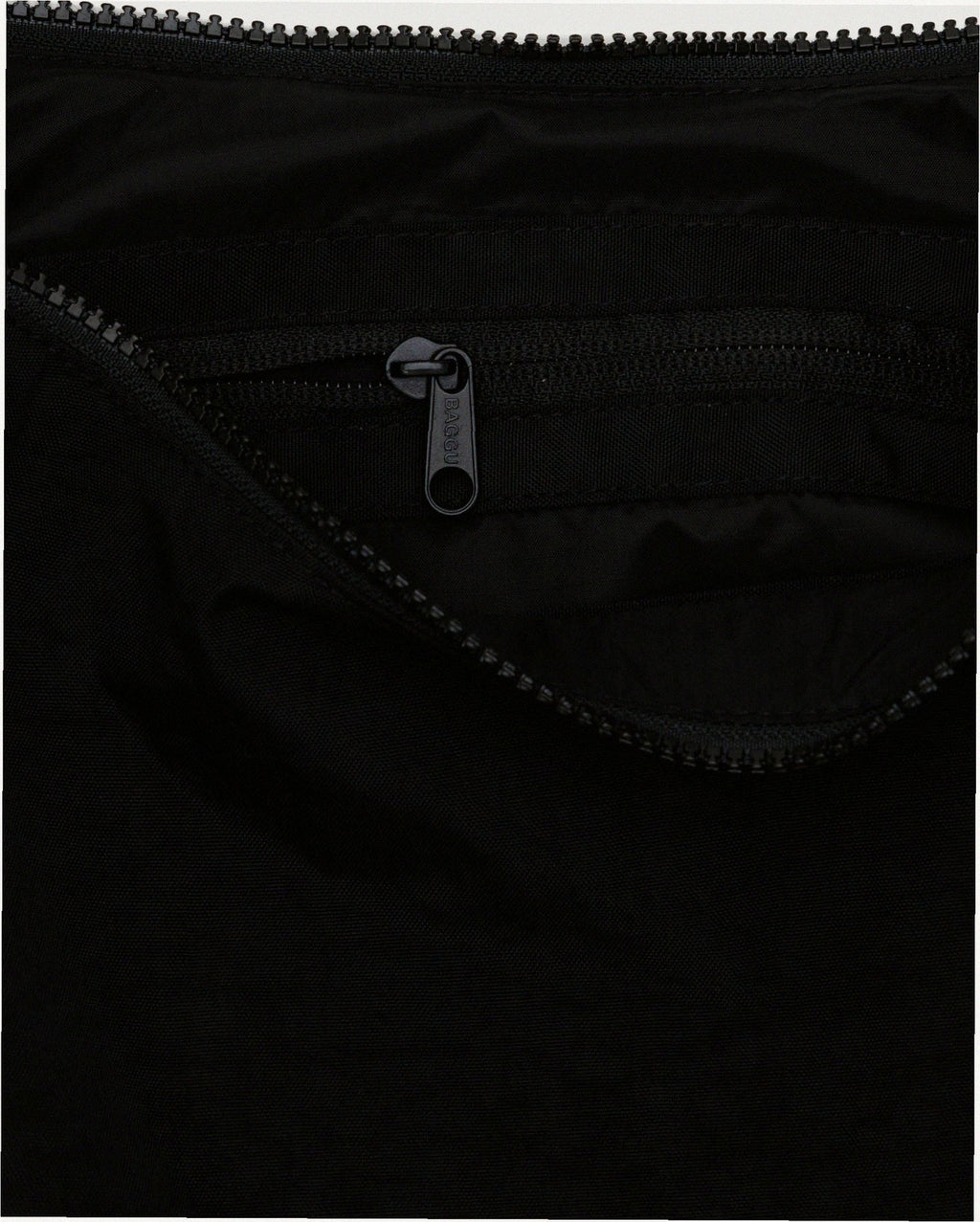 Medium Nylon Crescent Shoulder Bag - Black