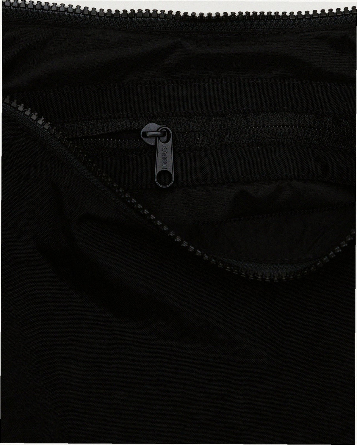 Medium Nylon Crescent Shoulder Bag - Black
