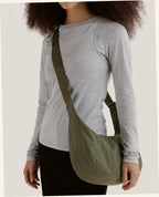 Medium Nylon Crescent Shoulder Bag - Caper