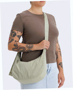 Medium Nylon Crescent Shoulder Bag - Celadon