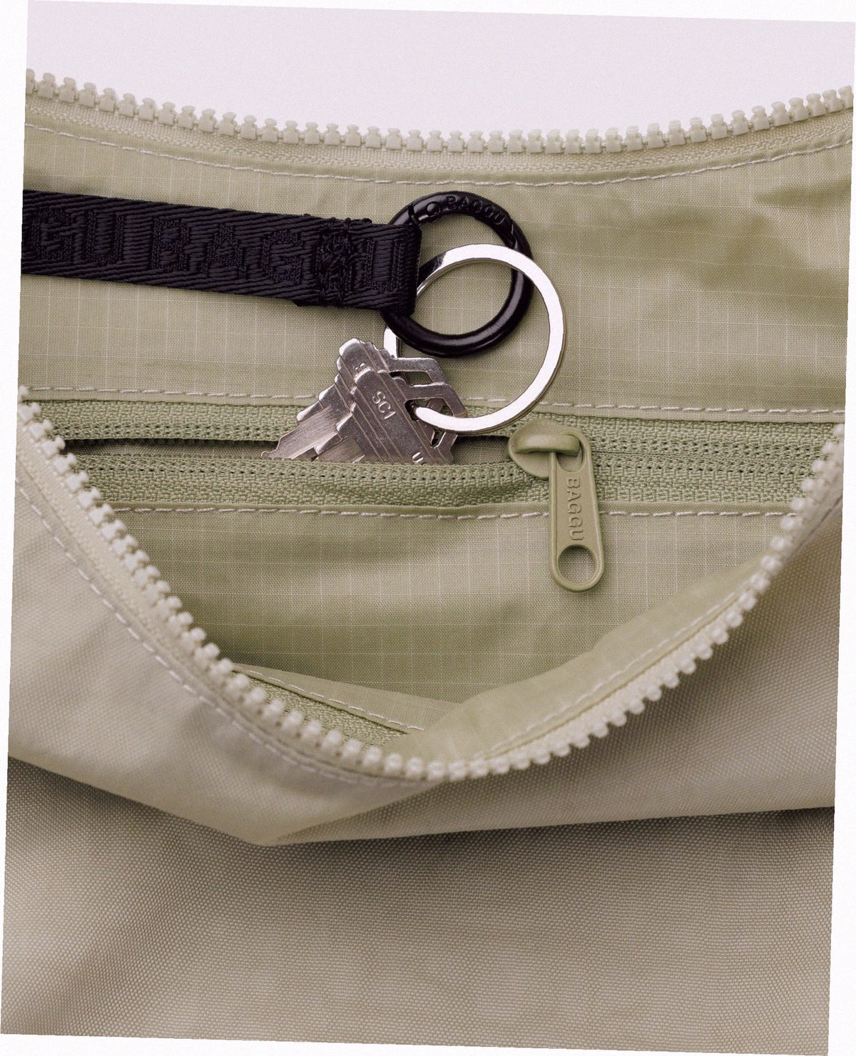 Medium Nylon Crescent Shoulder Bag - Celadon