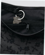 Medium Nylon Crescent Shoulder Bag - Charcoal Ditsy Floral