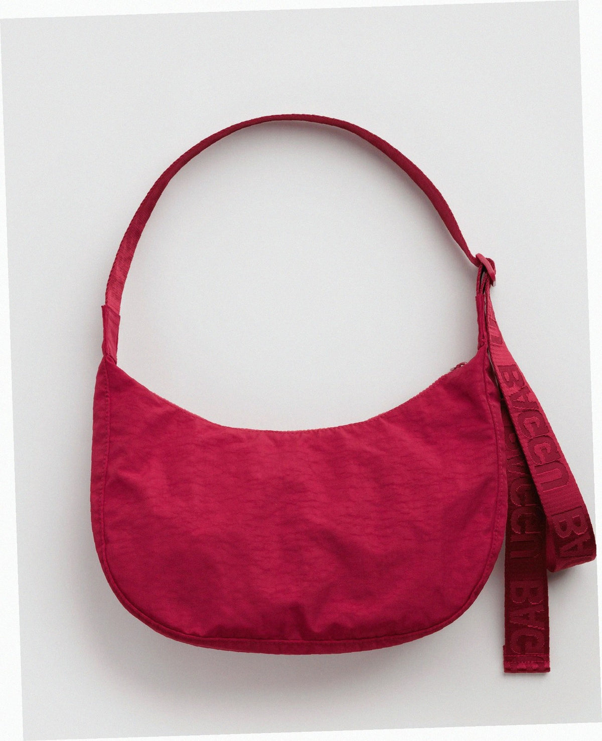Medium Nylon Crescent Shoulder Bag - Cherry