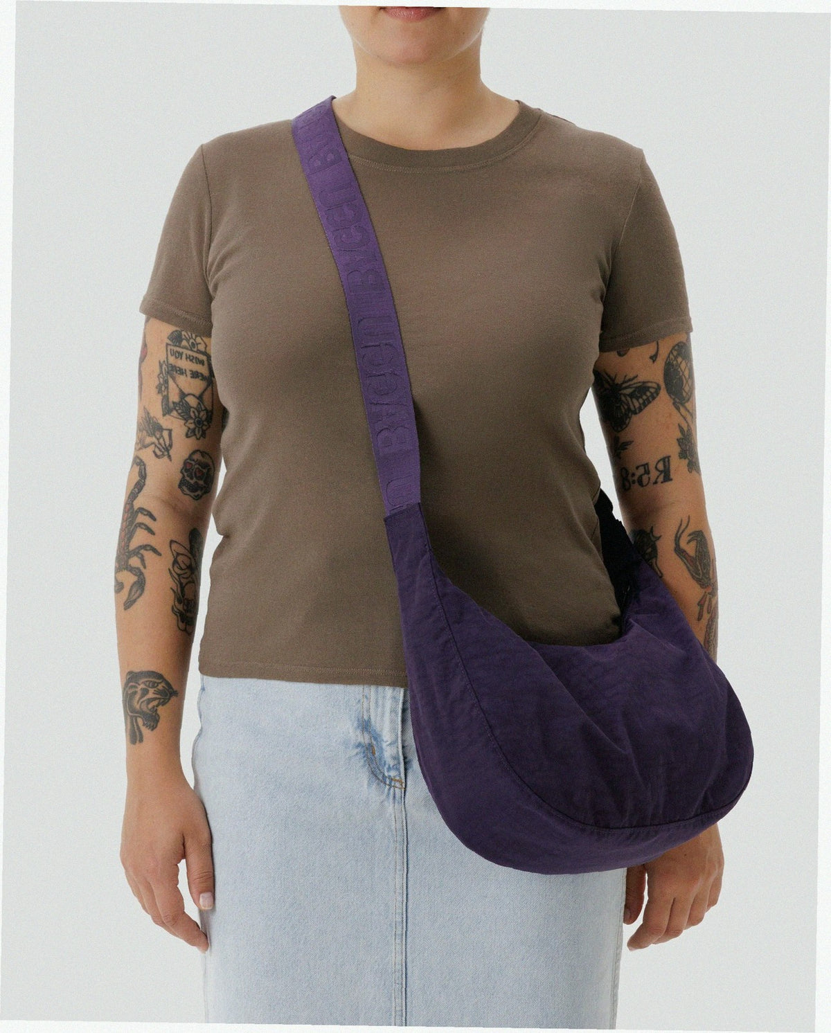 Medium Nylon Crescent Shoulder Bag - Fig
