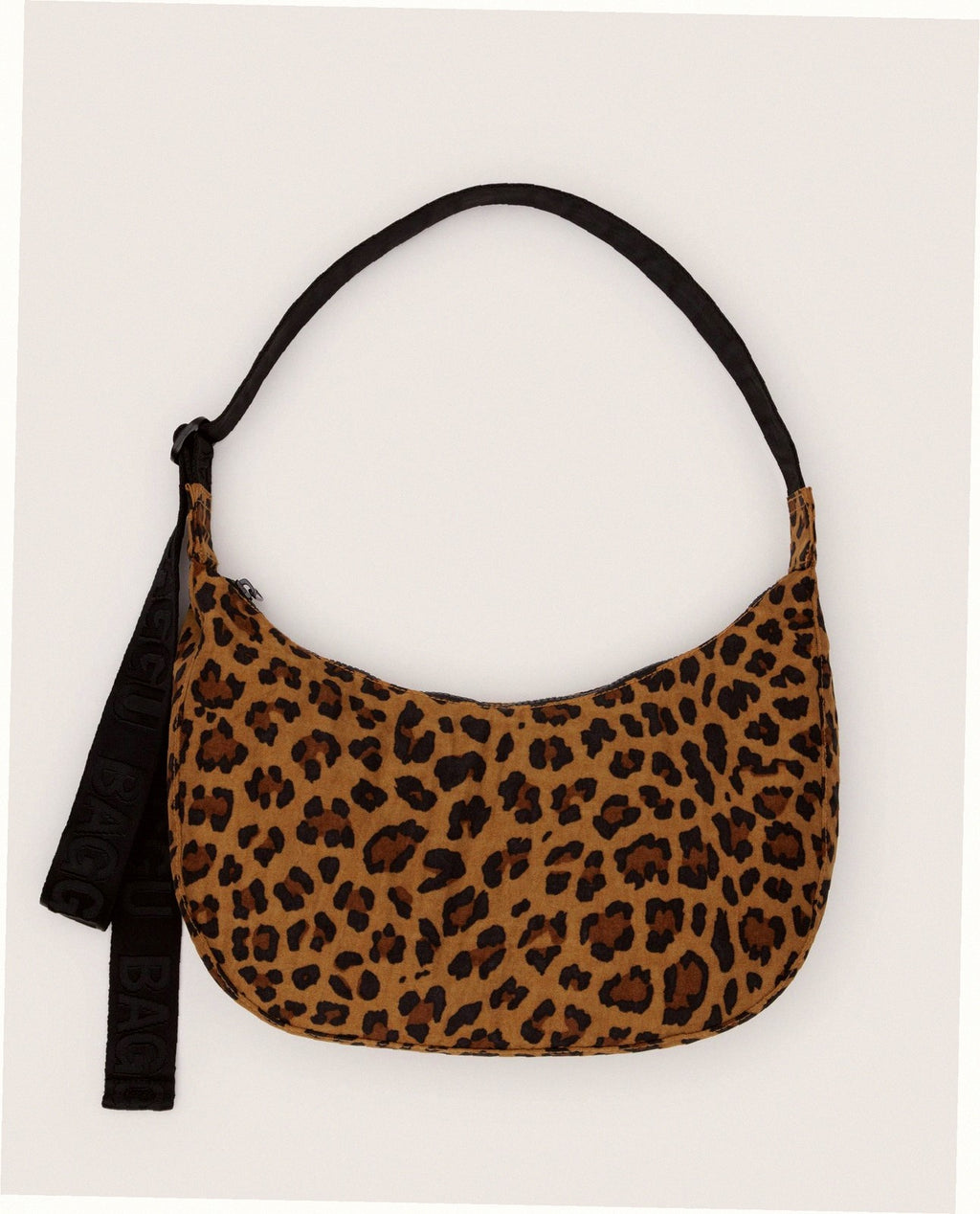 Medium Nylon Crescent Shoulder Bag - Leopard