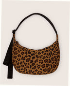 Medium Nylon Crescent Shoulder Bag - Leopard