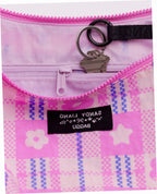 Medium Nylon Crescent Shoulder Bag - Market Plaid Pink