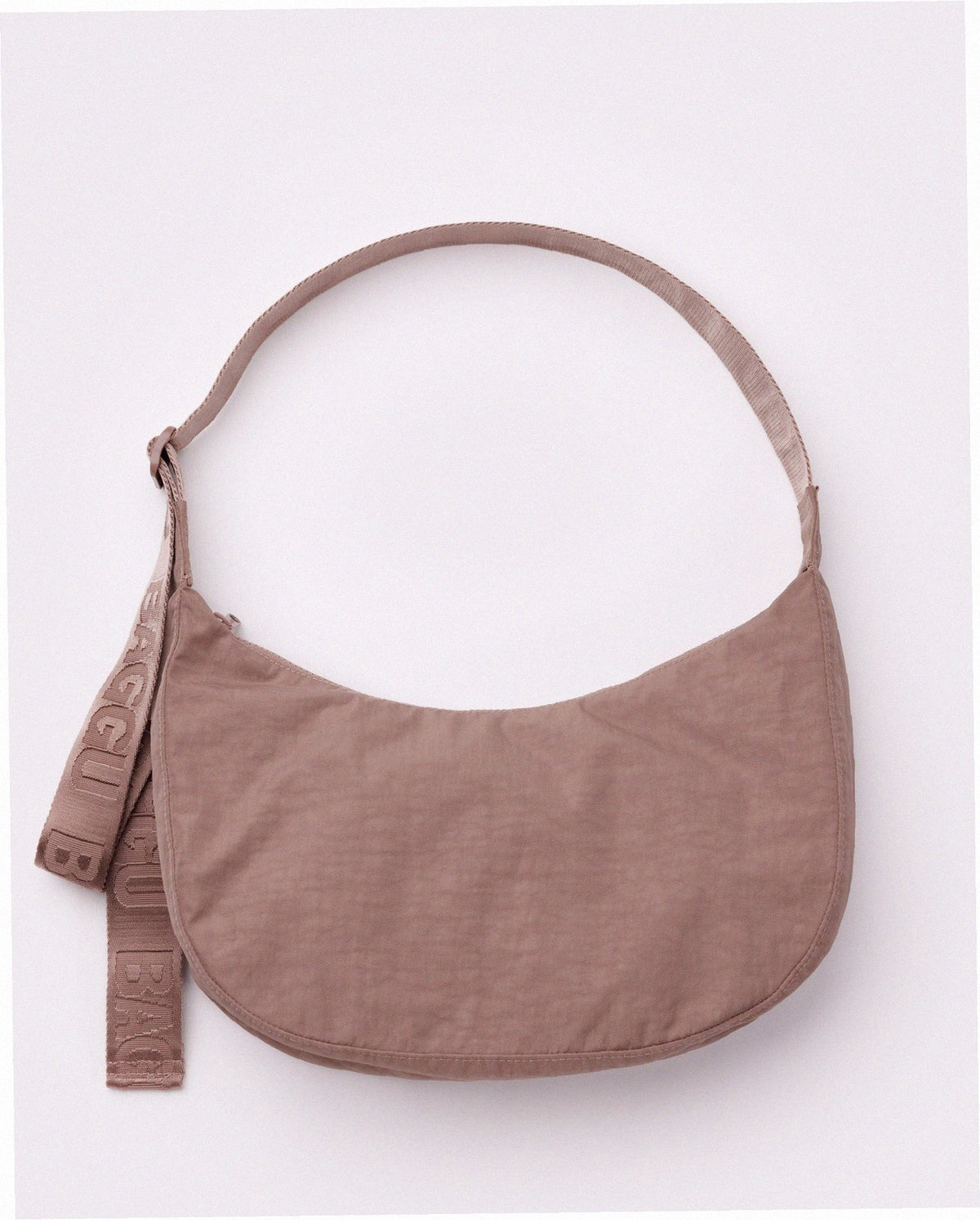 Medium Nylon Crescent Shoulder Bag - Toasted Almond