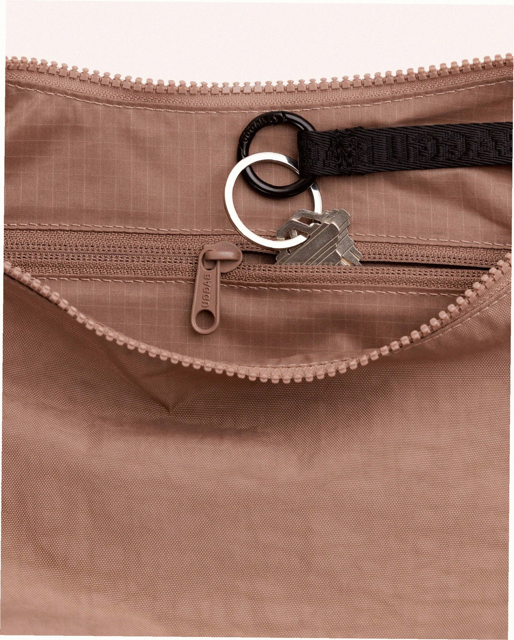 Medium Nylon Crescent Shoulder Bag - Toasted Almond