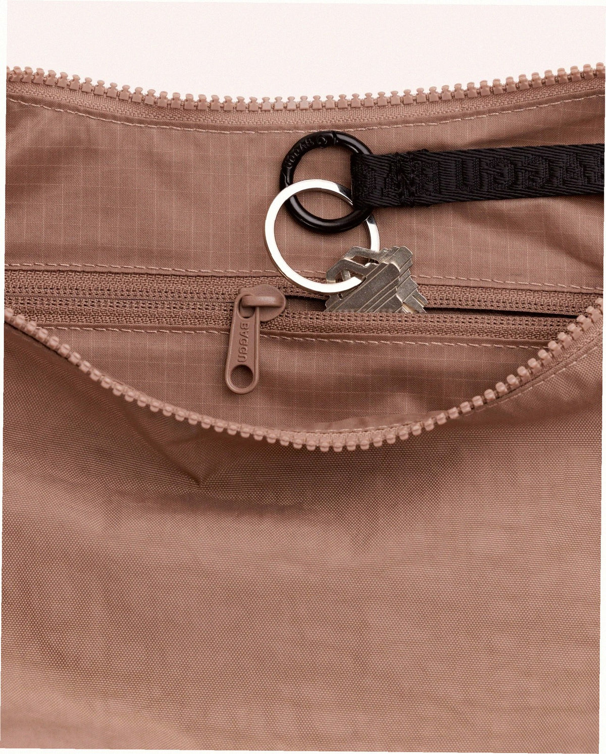 Medium Nylon Crescent Shoulder Bag - Toasted Almond