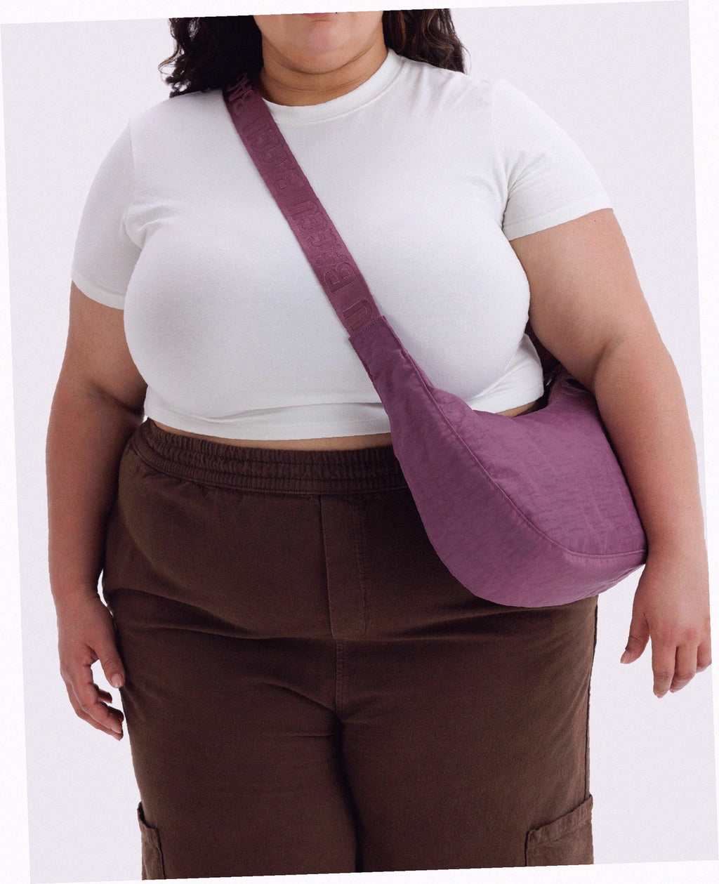 Medium Nylon Crescent Shoulder Bag - Wild Plum