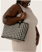 Medium Nylon Reversible Tote - Black Mix