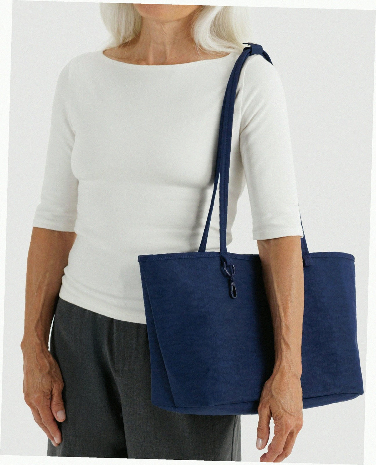 Medium Nylon Reversible Tote - Navy Mix