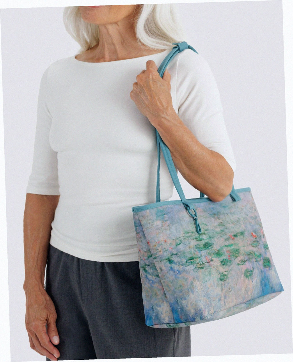 Medium Nylon Reversible Tote - Water Lilies Claude Monet