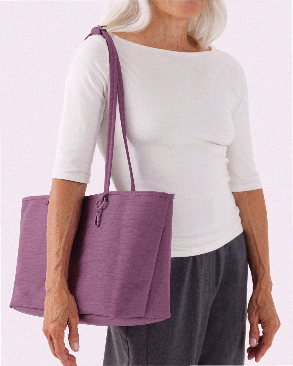 Medium Nylon Reversible Tote - Wild Plum Mix
