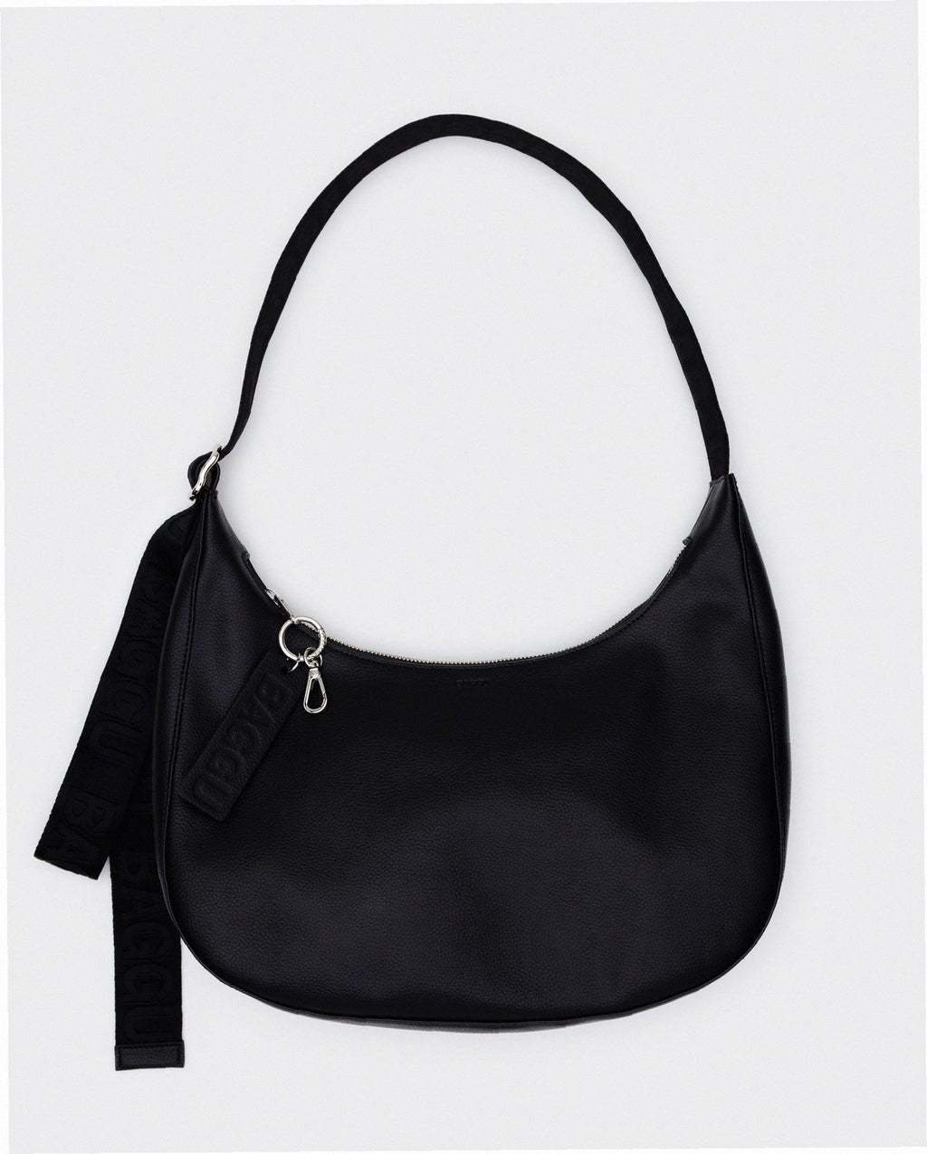 Medium Recycled Leather Crescent Bag - Black