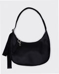 Medium Recycled Leather Crescent Bag - Black
