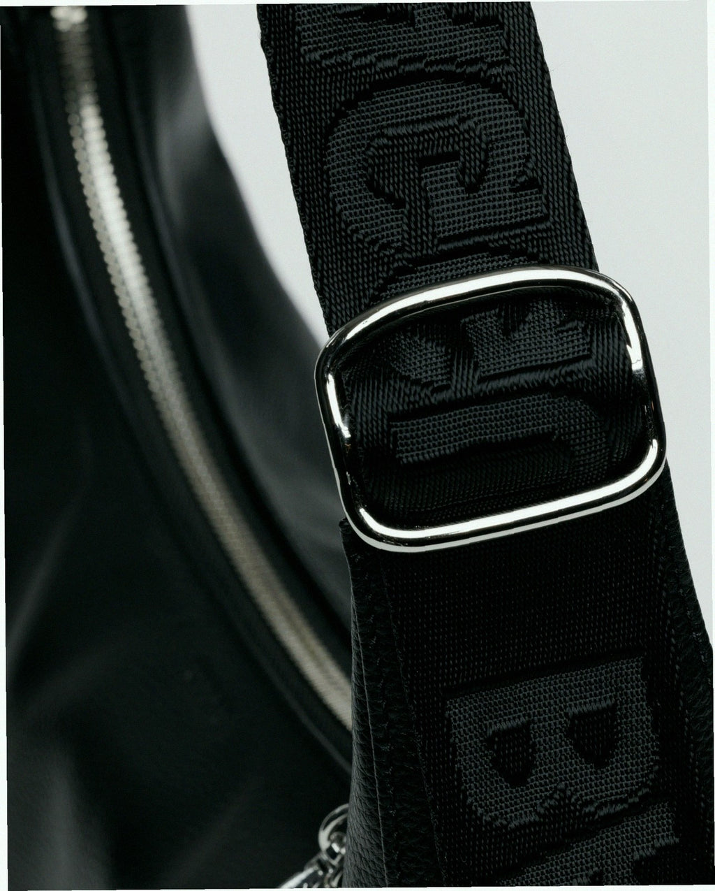 Medium Recycled Leather Crescent Bag - Black