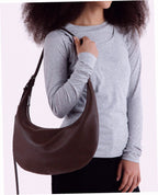 Recycled Leather Flat Crescent - Brown