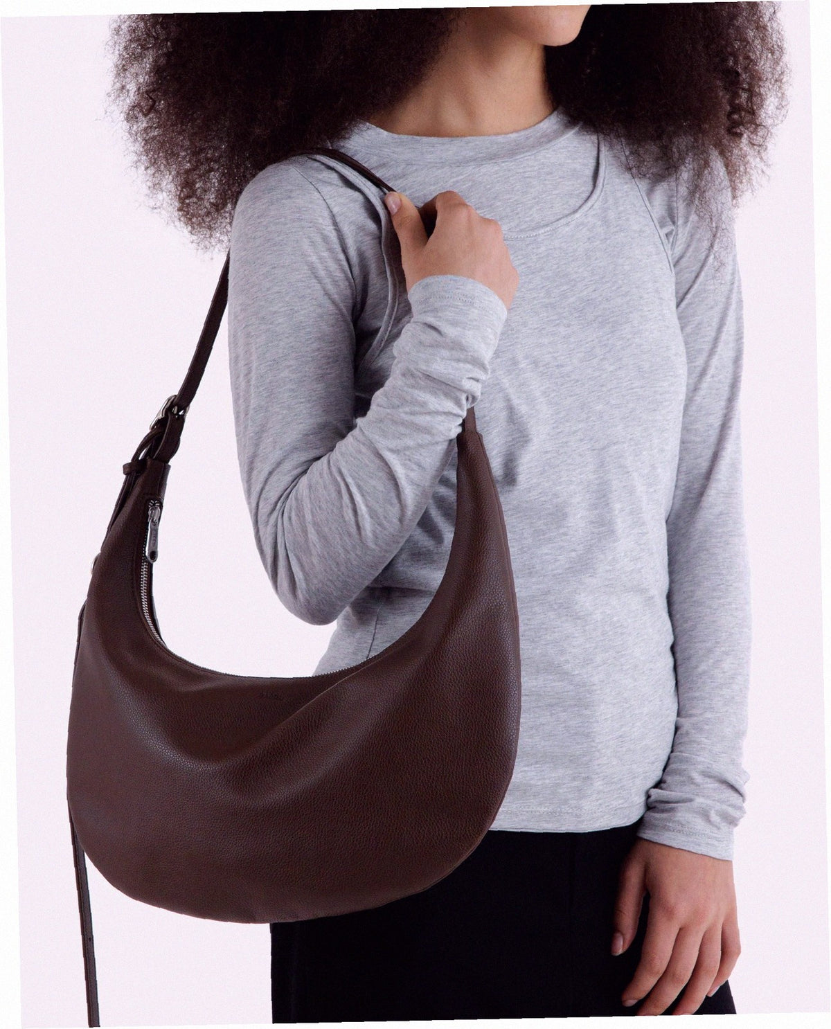Recycled Leather Flat Crescent - Brown