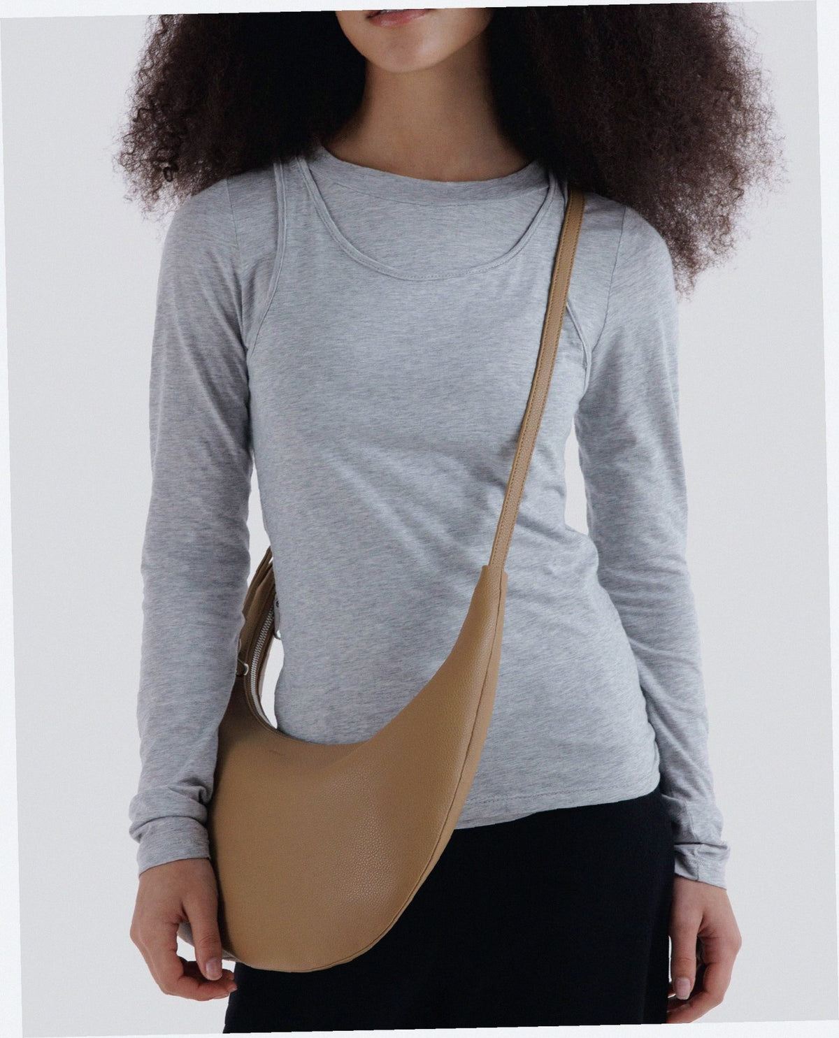 Recycled Leather Flat Crescent - Dune