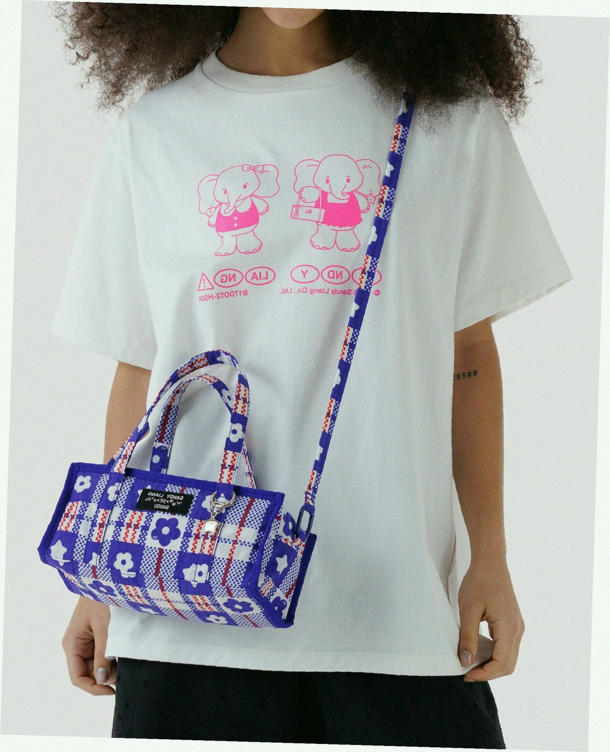 Mini Nylon Market Bag - Market Plaid Blue