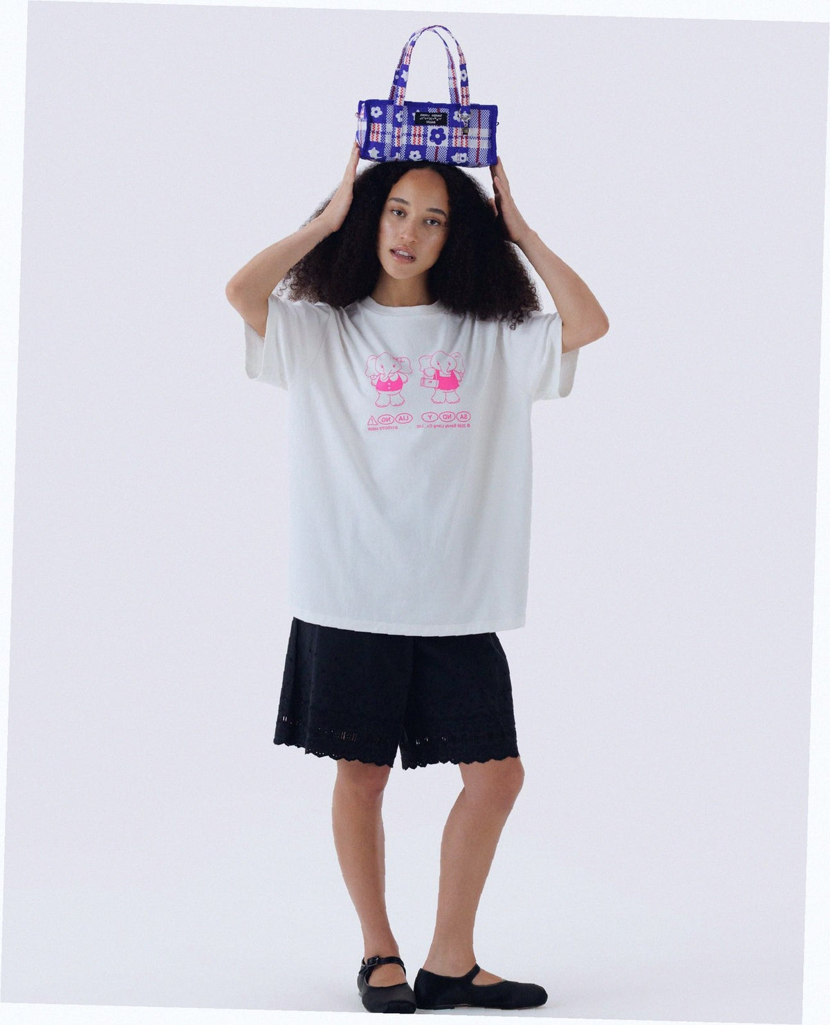 Mini Nylon Market Bag - Market Plaid Blue