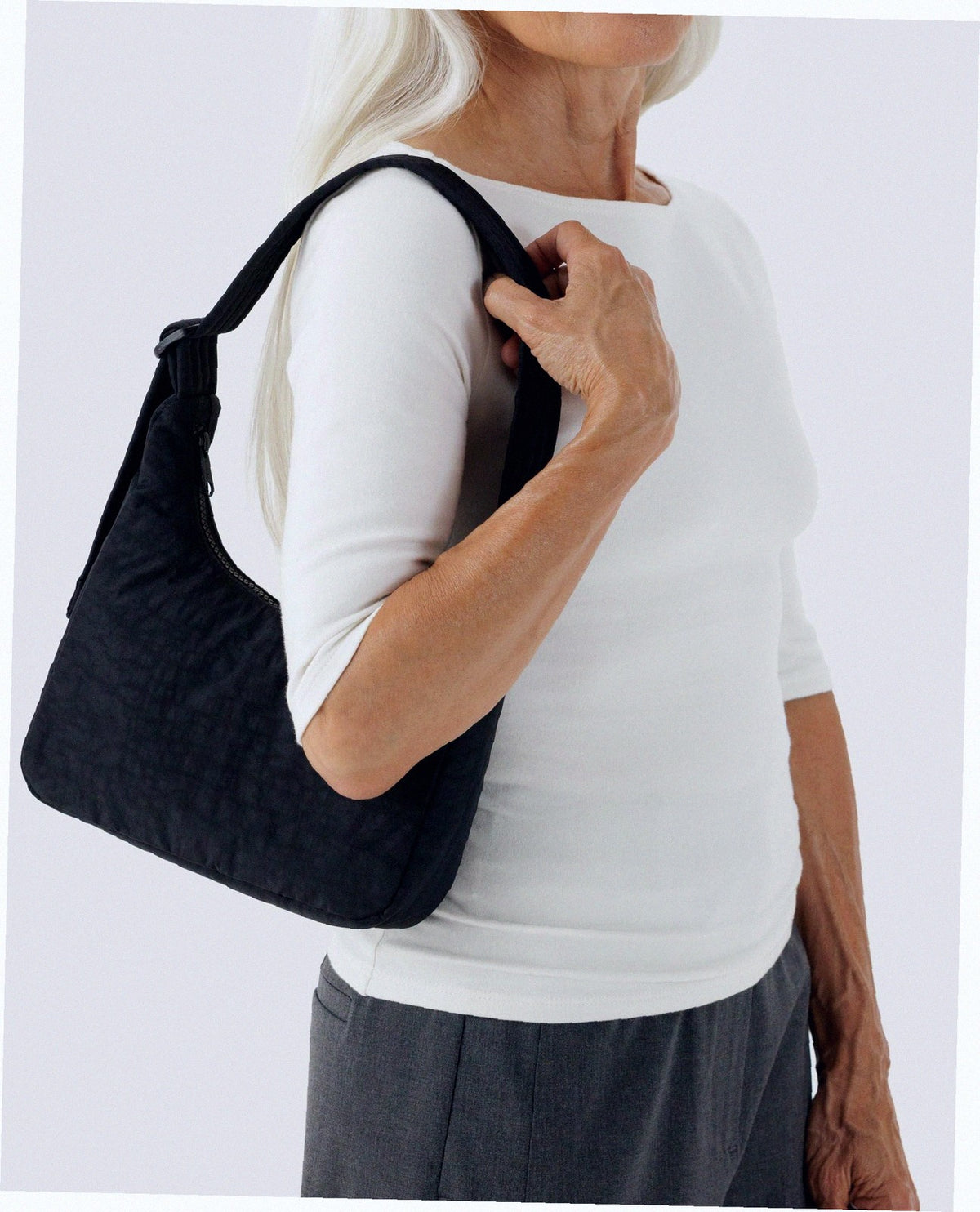 Mini Nylon Shoulder Bag - Black