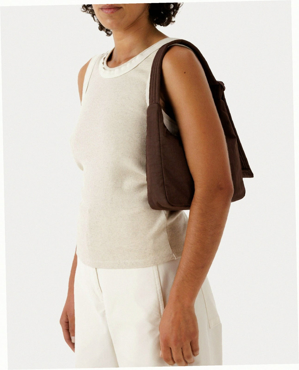 Mini Nylon Shoulder Bag - Coffee