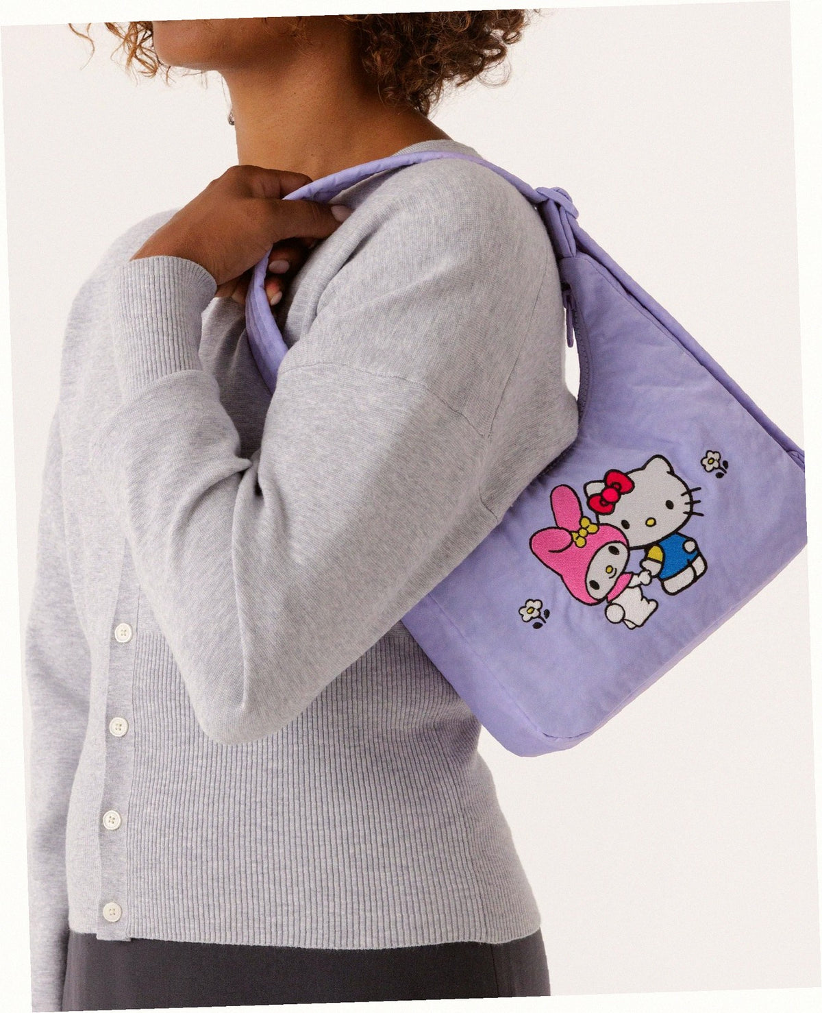Mini Nylon Shoulder Bag - Embroidered Hello Kitty & My Melody