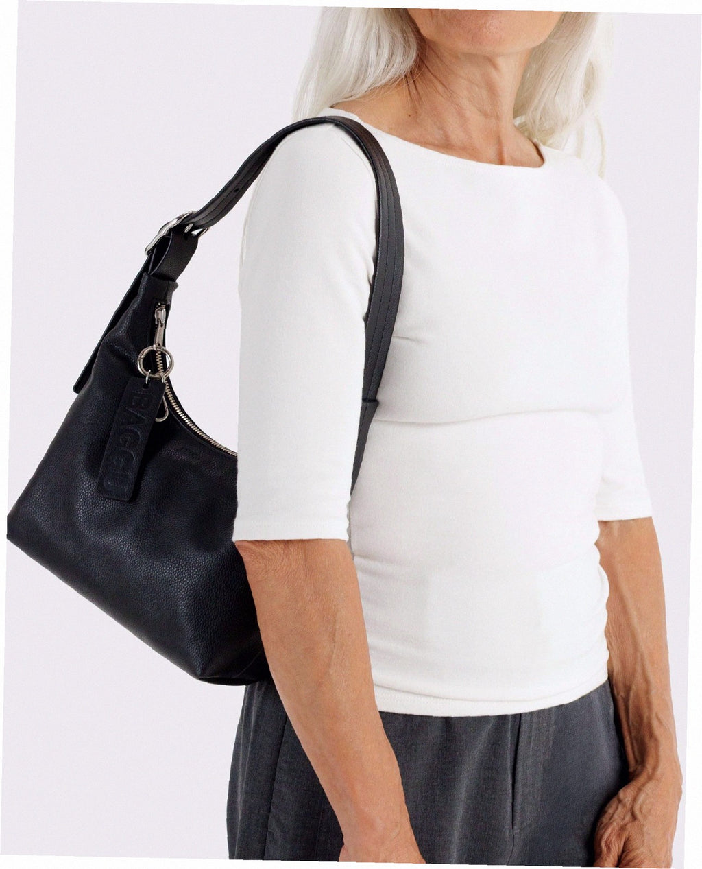Mini Recycled Leather Shoulder Bag - Black