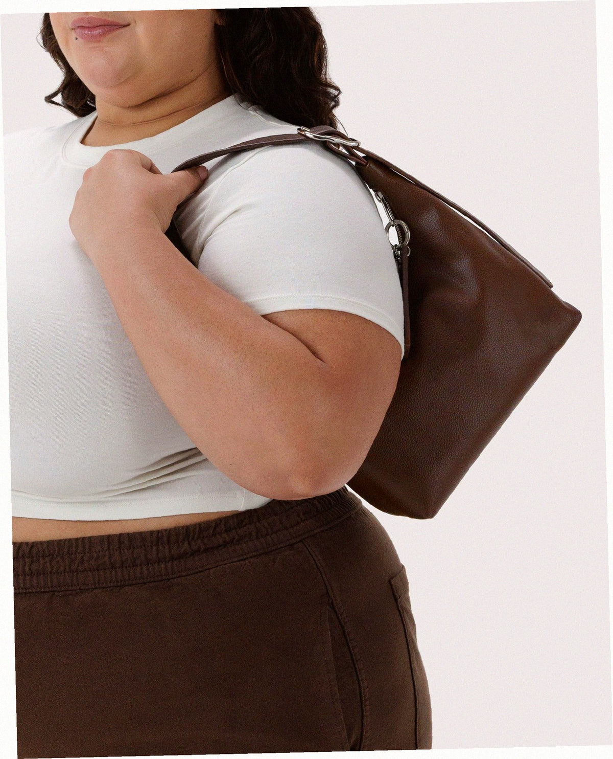 Mini Recycled Leather Shoulder Bag - Brown