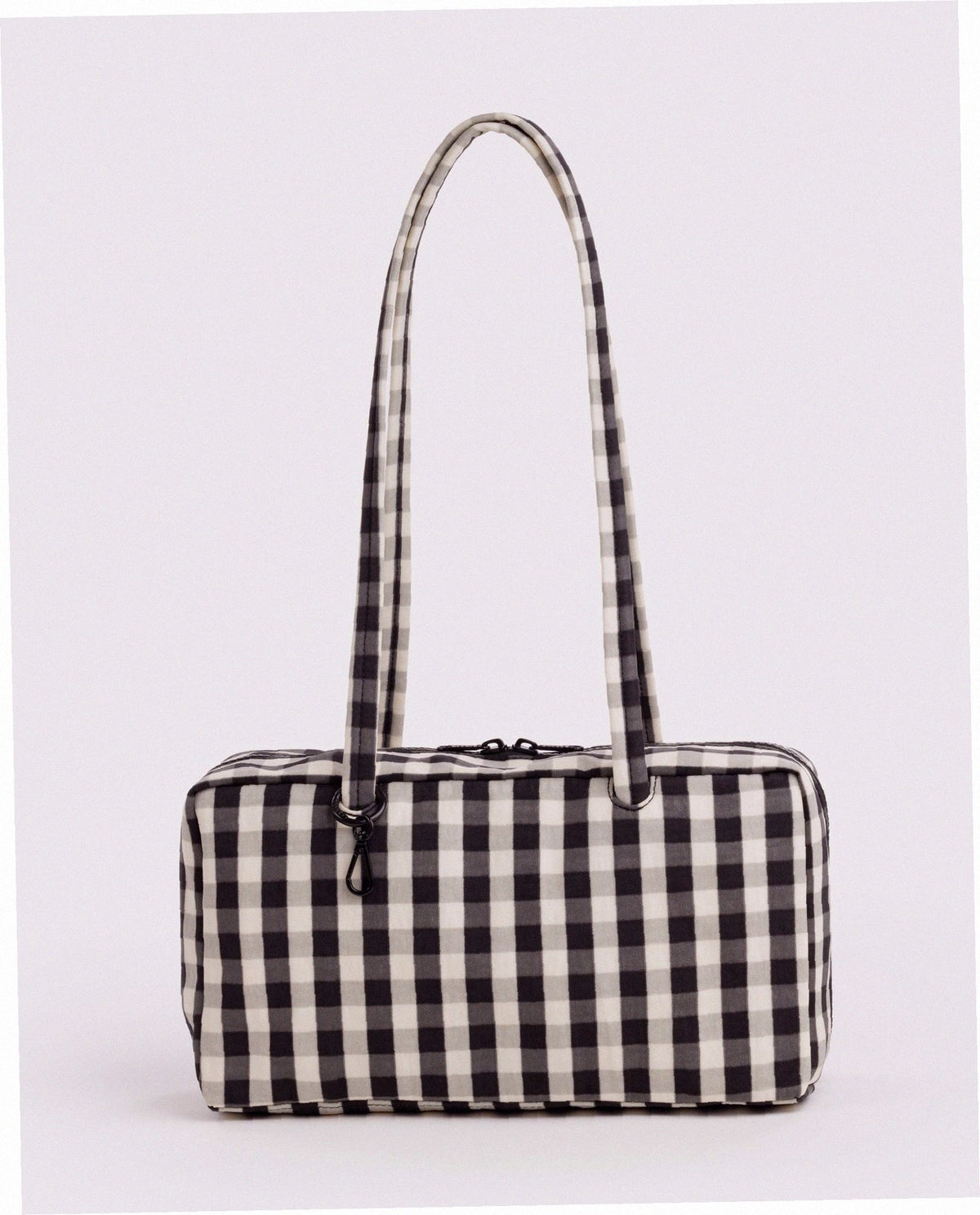 Nylon Bowler Bag - Black And Cream Gingham
