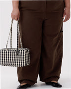Nylon Bowler Bag - Black And Cream Gingham
