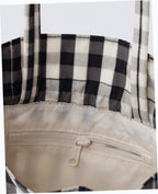 Nylon Drawstring Bag - Black And Cream Gingham