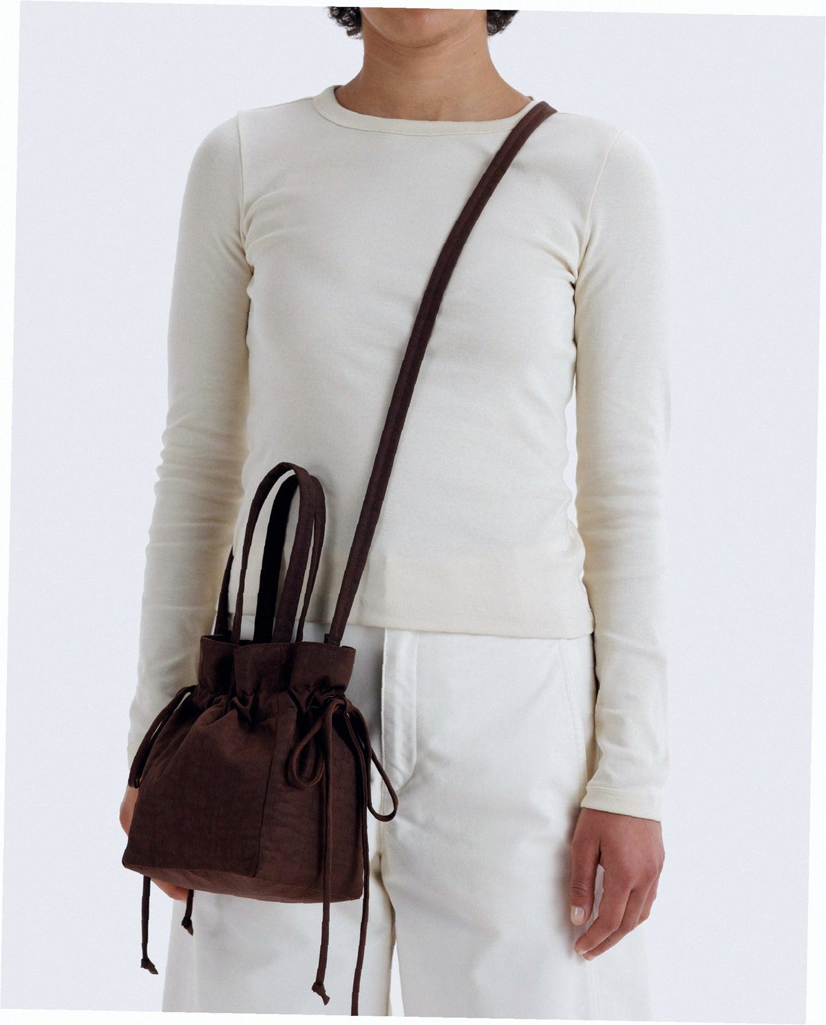 Nylon Drawstring Bag - Coffee