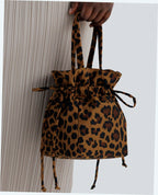 Nylon Drawstring Bag - Leopard