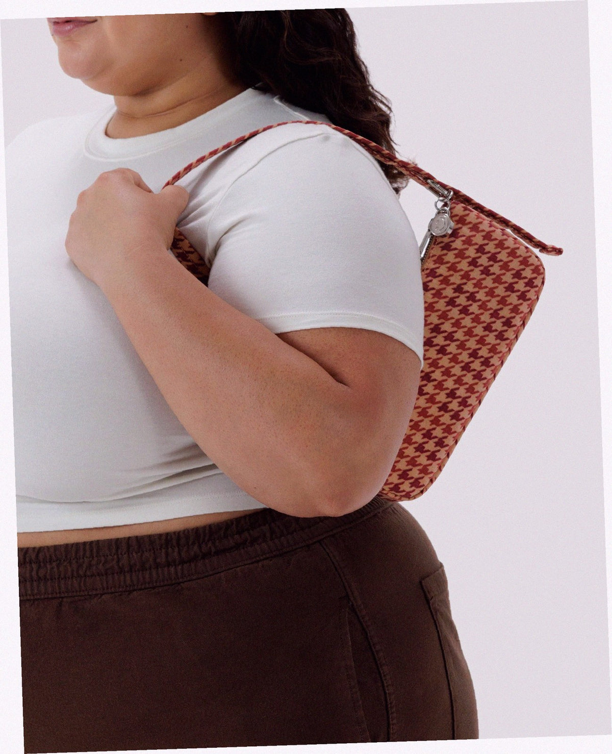 Nylon Pochette - Tan Houndstooth