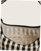 Nylon Shoulder Bag - Black And Cream Gingham