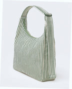 Nylon Shoulder Bag - Sage Stripe