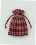 Pleated Baggu Reusable Bag - Azalea Pink Tartan