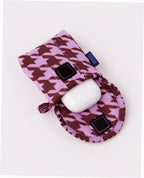 Puffy Earbud Case - Pink Houndstooth
